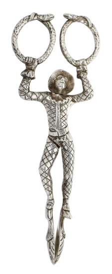 Picture of Francis Higgins Harlequin / Clown Sterling Silver Sugar Scissors 