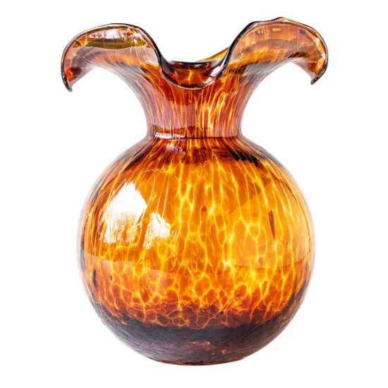 Picture of Vietri Hibiscus Glass Medium Bud Vase - Brown Tortoiseshell