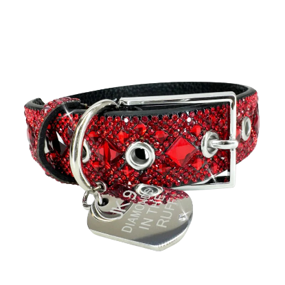 Picture of Jacqueline Kent Red Small 'Diamonds in the Ruff' Dog Collar
