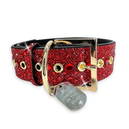 Picture of Jacqueline Kent Red Large 'Diamonds in the Ruff' Dog Collar