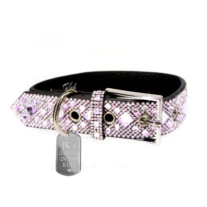 Picture of Jacqueline Kent Pink Small 'Diamonds in the Ruff' Dog Collar