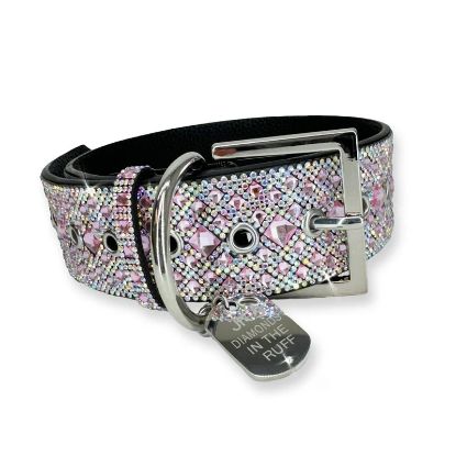 Picture of Jacqueline Kent Pink Large 'Diamonds in the Ruff' Dog Collar