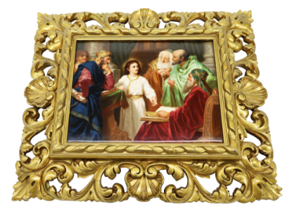 Picture of Framed KPM German Painted Porcelain Plaque "Jesus in the Temple with Elders"