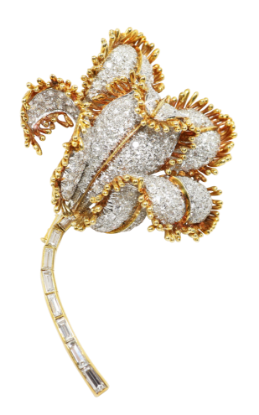 Picture of Vintage David Webb 18k Two-Tone Gold & Diamond Flower Brooch