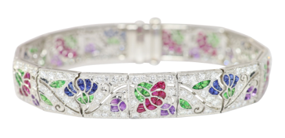 Picture of Vintage Platinum Gemstone & Diamond Bracelet 