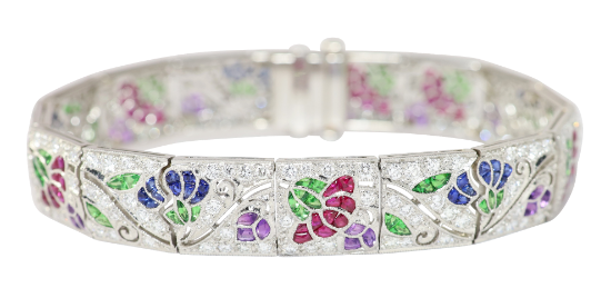 Picture of Vintage Platinum Gemstone & Diamond Bracelet 