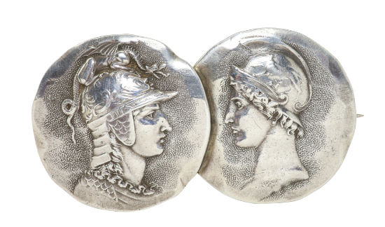 Picture of Antique George Shiebler Sterling Silver Homeric Medallions Brooch #882