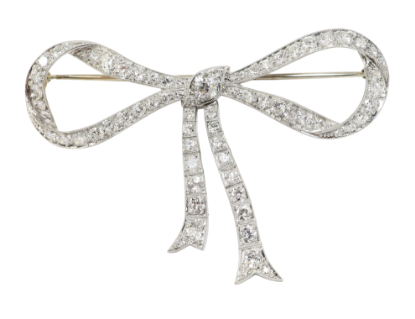 Picture of Art Deco Platinum Diamond Bow Brooch 