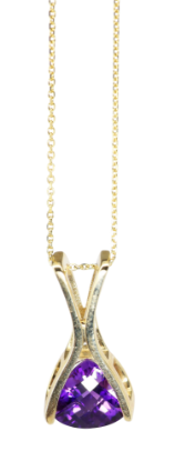 Picture of 14K Yellow Gold Amethyst Trillion Necklace 