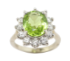 Picture of 14k White Gold & Oval Cut Peridot Ring with Diamond Halo