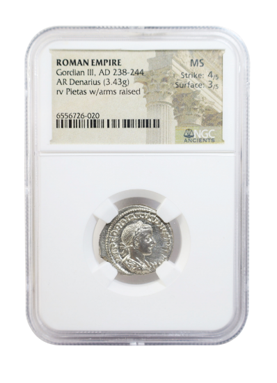 Picture of Gordian III, AD 238-244, Roman Empire, AR, Denarius, NGC MS