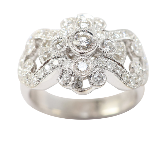 Picture of 14k White Gold & Diamond Statement Ring