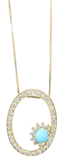 Picture of Blissful Turquoise & Diamond Necklace set in 18k Yellow Gold