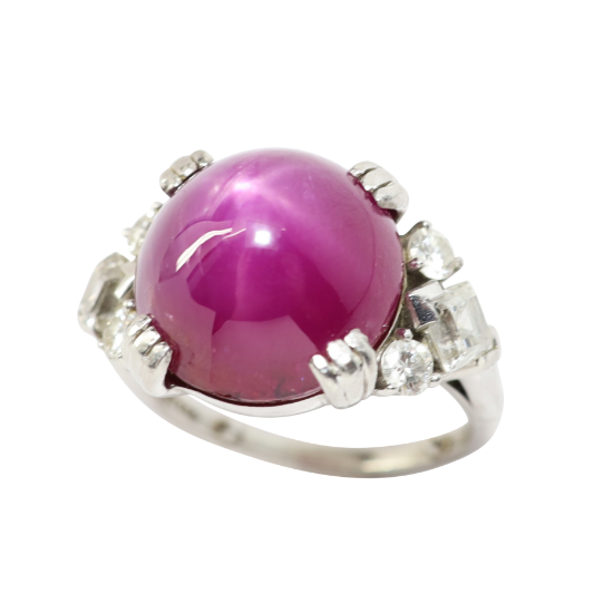 Picture of Rare Tiffany & Co. Platinum & 18.17 Ct. Untreated Burmese Star Ruby Ring with Diamond Accents