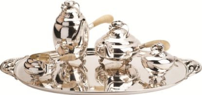 Picture of Georg Jensen 4-Piece Hand-Wrought Sterling Silver Tea & Coffee Set with Tray