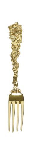 Picture of Antique Baroque Dinner Fork Set of 8, Vermeil Gold over Sterling,  by Schleissner & Söhne and Imported by Buchholz & Zelt