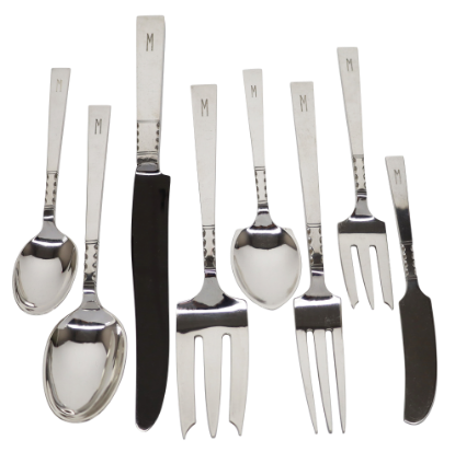 Picture of Arts & Crafts 74pc hand wrought Sterling Silver set of 'Neptune' by Black, Starr & Gorham