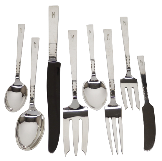 Picture of Arts & Crafts 74pc hand wrought Sterling Silver set of 'Neptune' by Black, Starr & Gorham