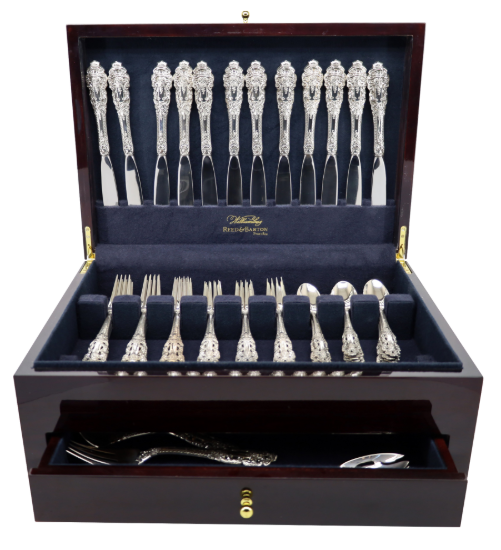 Picture of Gorham 'Crown Baroque' 55-Piece Sterling Silver Flatware Set with Chest