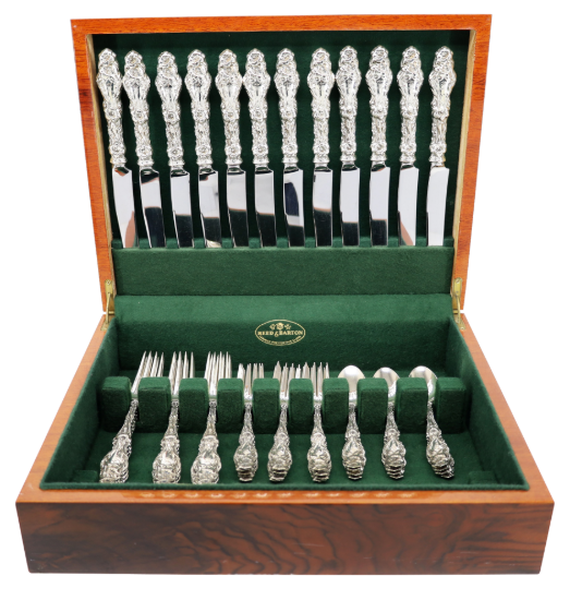 Picture of Whiting Division of Gorham 'Lily' 50-Piece Sterling Silver Flatware Set with Chest