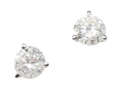 Picture of 14k White Gold 2CTW Round Brilliant Diamond Solitaire Studs 