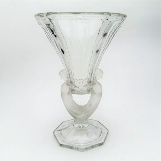 Picture of Antique Walther & Sohne Art Deco Glass Vase with Figural Women