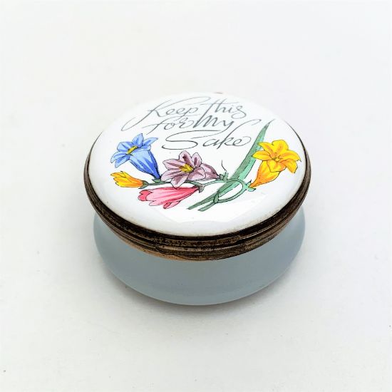 Picture of Vintage Crummles & Co. English Enamel 'Keep This for My Sake' Trinket Box
