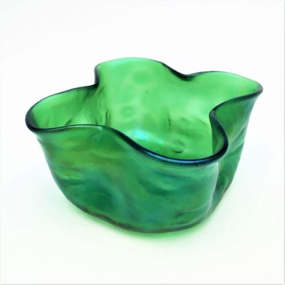 Picture of Antique Loetz Green Lobed Art Glass Bowl