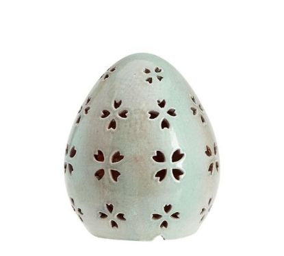Picture of Small, Blue Terra Cotta Easter Egg Candle Dome/Luminary