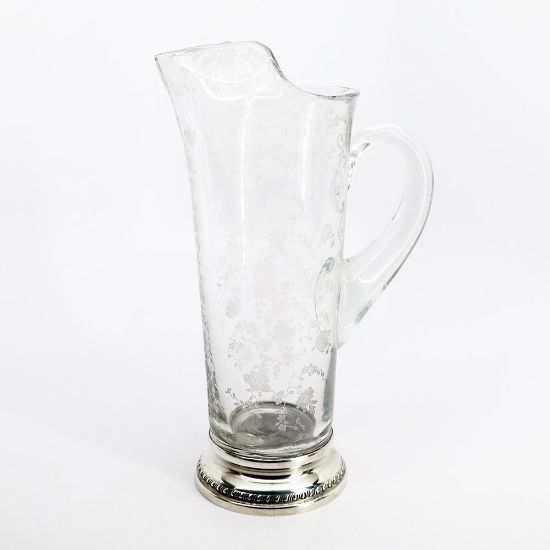 Picture of Antique Cambridge Glass 'Chantilly' Martini Pitcher with Sterling Silver Base