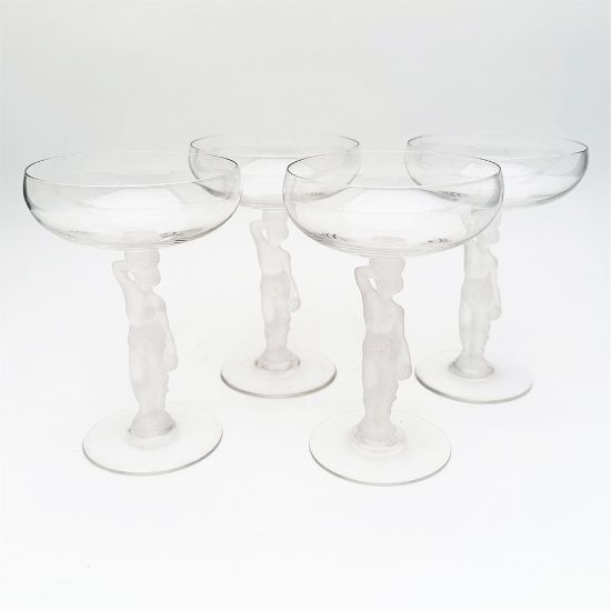 Picture of Vintage Set of 4 'Bacchus' Champagne Saucers by Bayel, France