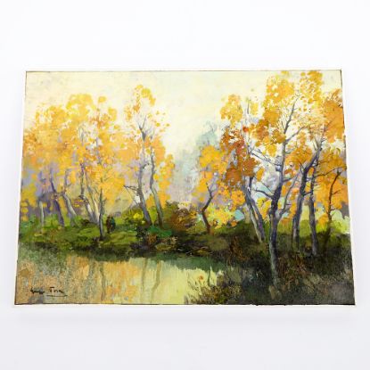 Picture of Vintage Giuseppe Pesa Italian Impressionist Oil on Board Landscape Painting