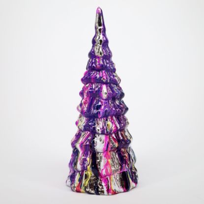 Picture of One Hundred 80 Degrees Large Golden Purple Marbled Glass Tree By Glitterville  