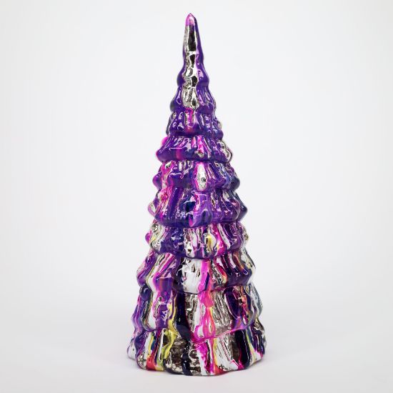 Picture of One Hundred 80 Degrees Large Golden Purple Marbled Glass Tree By Glitterville  