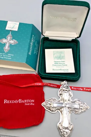 Picture of Reed & Barton Sterling Silver 2006 Francis 1 Christmas Cross Ornament, with box