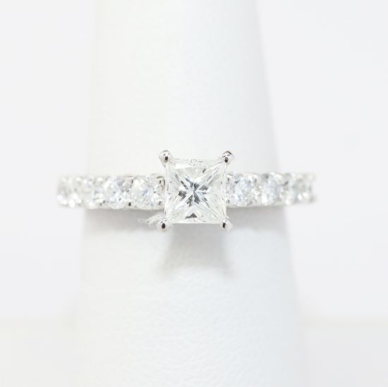 Picture of 14k White Gold .65Ct Princess Cut Diamond Engagement Ring