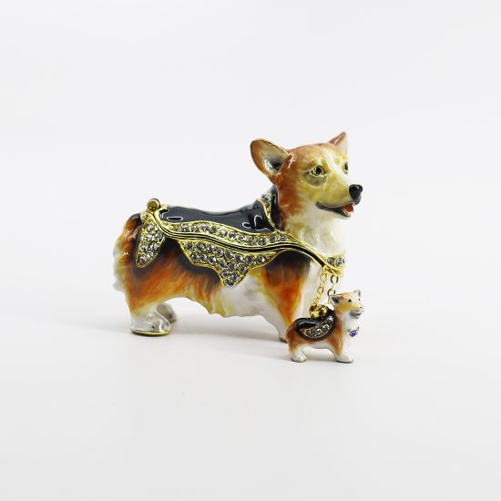 Picture of Kingspoint Designs Willington the Corgi Trinket Box with Matching Necklace
