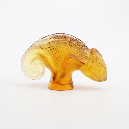 Picture of Lalique Crystal 'Tai-Ta' Chameleon Figurine in Amber 