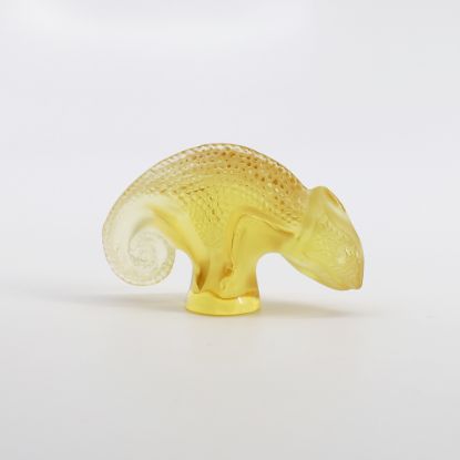 Picture of Lalique Crystal 'Tai-Ta' Chameleon Figurine in Light Amber