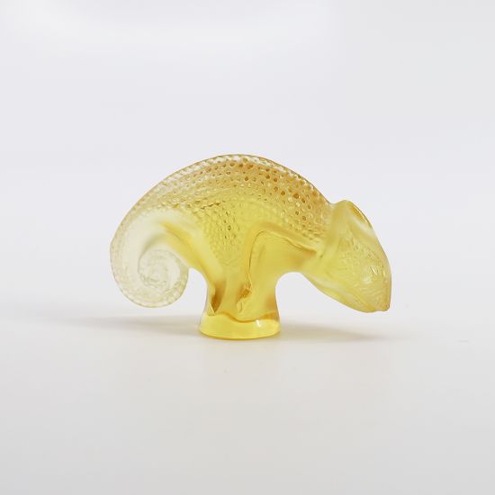 Picture of Lalique Crystal 'Tai-Ta' Chameleon Figurine in Light Amber