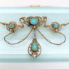 Picture of Victorian Era 14K Gold, Turquoise & Freshwater Pearl Chandelier Necklace