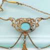 Picture of Victorian Era 14K Gold, Turquoise & Freshwater Pearl Chandelier Necklace
