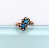 Picture of Victorian Era 10K Gold, Turquoise & Natural Seed Pearl Flower Ring