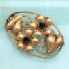 Picture of 1940'S Signed Carl Art Gold Filled Flower Brooch With Blue Glass Cabochons