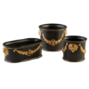 Picture of Mottahedeh 'Tony Duquette Collection' Oval Cachepot in Black & Gold