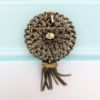 Picture of Vintage Hobe Gilt Brass & Blue & Green Rhinestone Brooch/Pendant With Tassels