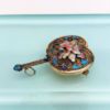 Picture of Vintage Gilt Chinese Export Silver Fan Brooch/Pendant With Enameled Lotus Motif