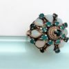 Picture of Stunning Vintage Emerald & White Opal In 14K Yellow Gold Harem Ring