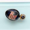 Picture of American Flag Themed Guilloche Enameled & Rhinestone Fabergé Style Egg Pendant/Charm