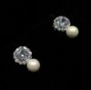 Picture of Qsi Earrings _,clear Cz & Faux Pearl Small Post Earrings. .55" Long